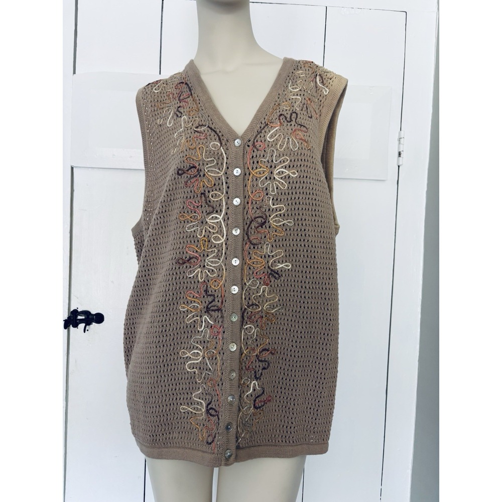 Vintage Studio II Grandma Vest Floral Embroidered Cottagecore NWT